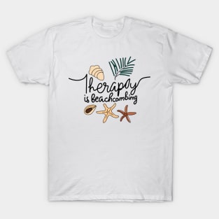 Therapy is Shell Collector Beachcombers - Beachcombing Seashell Collecting T-Shirt